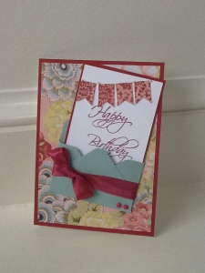 Birthday banner card with Ariana paper and the new Flamingo Dots